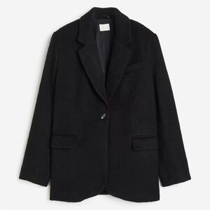 H&M Wool Blend Black Fuzzy Coat Blazer Size Small